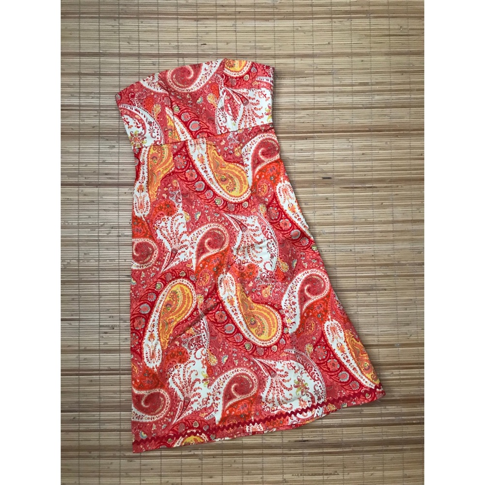 👗 60s A Line // Strapless Paisley Tie-Back Dress